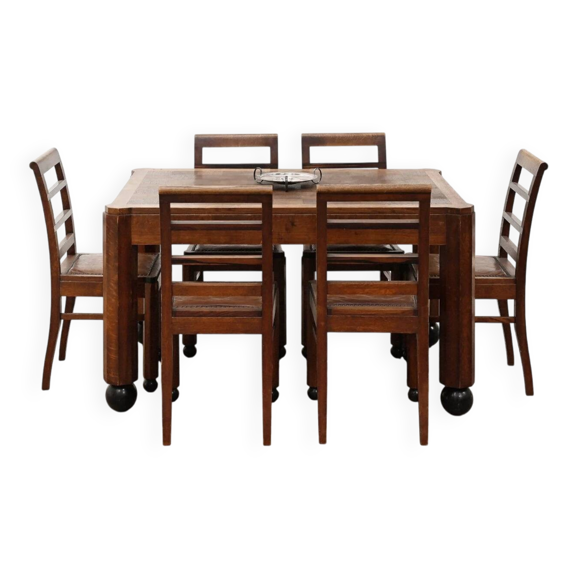 Dutch modernist Art Deco dining suite in oak, Netherlands, c. 1930