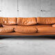 Sofa Maralunga leather camel 3 places, Vico Magistretti for Cassina