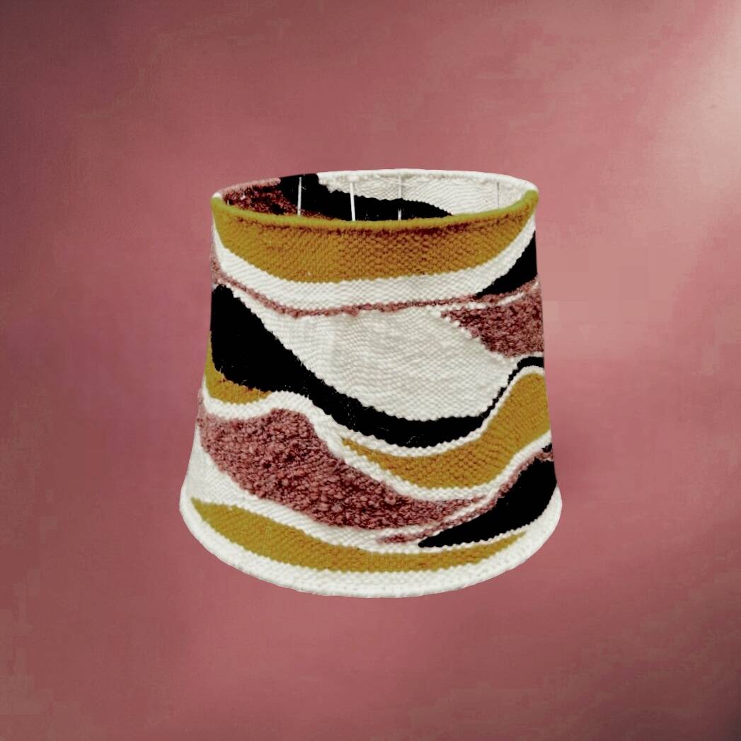 Vintage conical lampshade in woven wool – abstract design – 1960s/70s