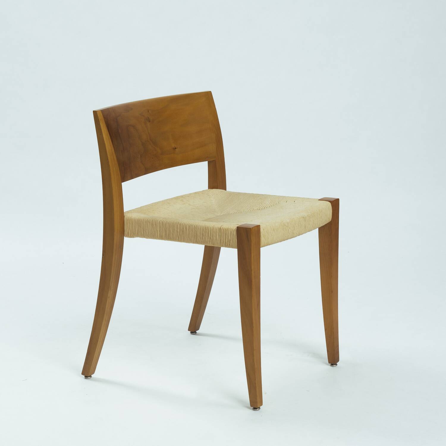 Walnut Molteni & C dining chairs with papercord seating, Italy, 1990s
