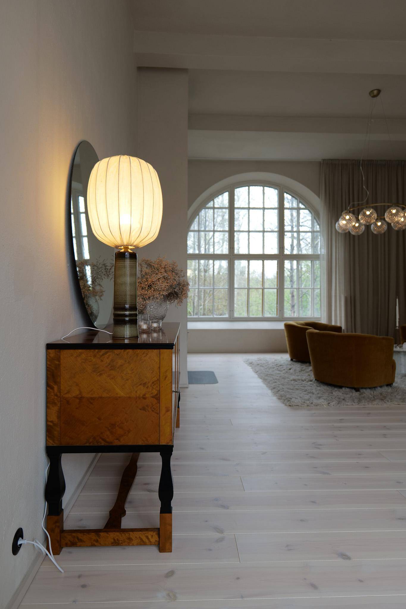 Mid-century modern ceramic table lamp in earthy tones Rörstrand Olle Alberius Sweden