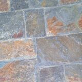 1970 metal and slate coffee table