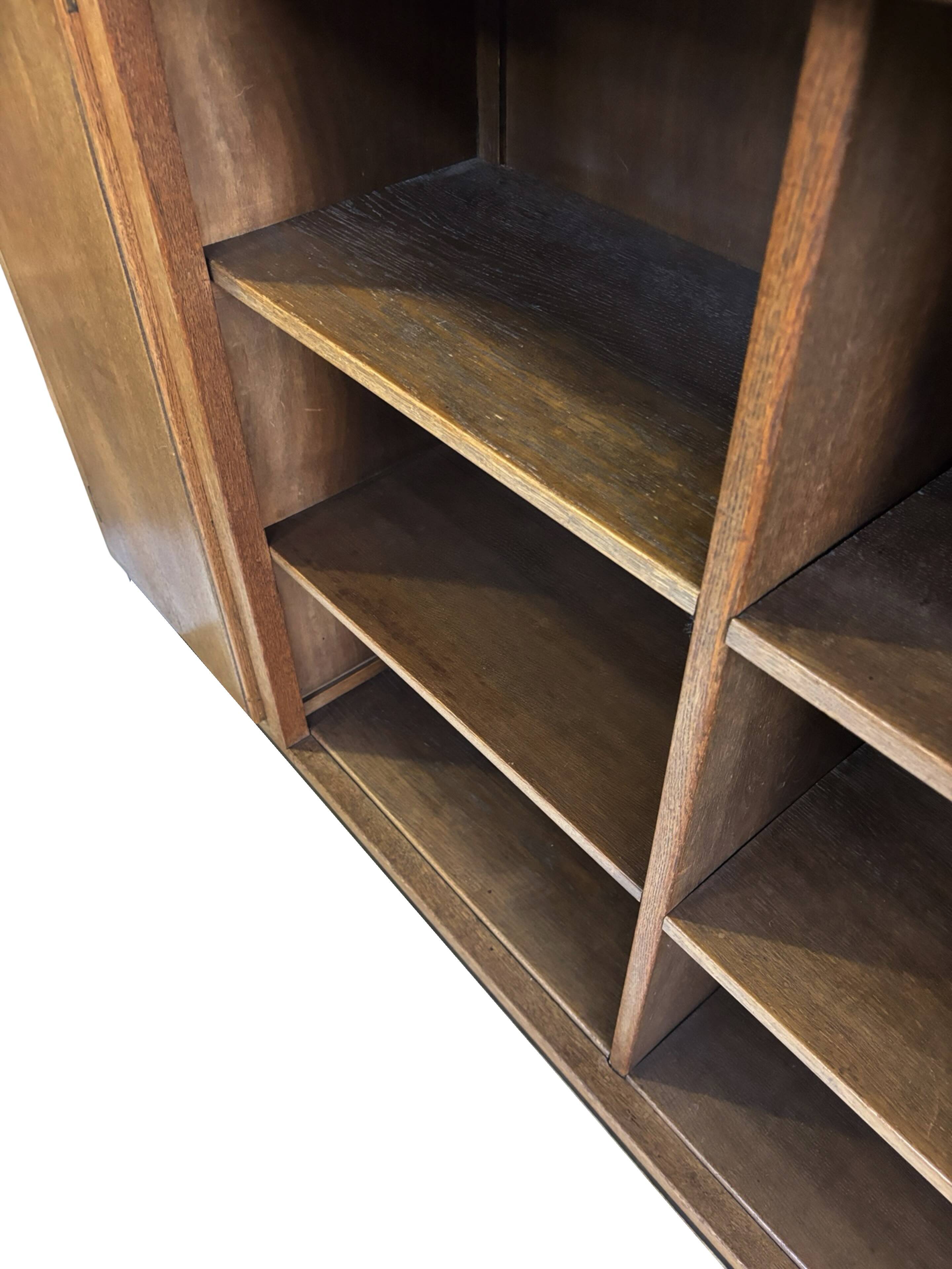 Art Deco XL Wall Cabinet Bookcase 1930s Oak Open Cabinet The Netherlands
