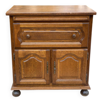 English sideboard with 2 doors, solid wood, medium satin oak