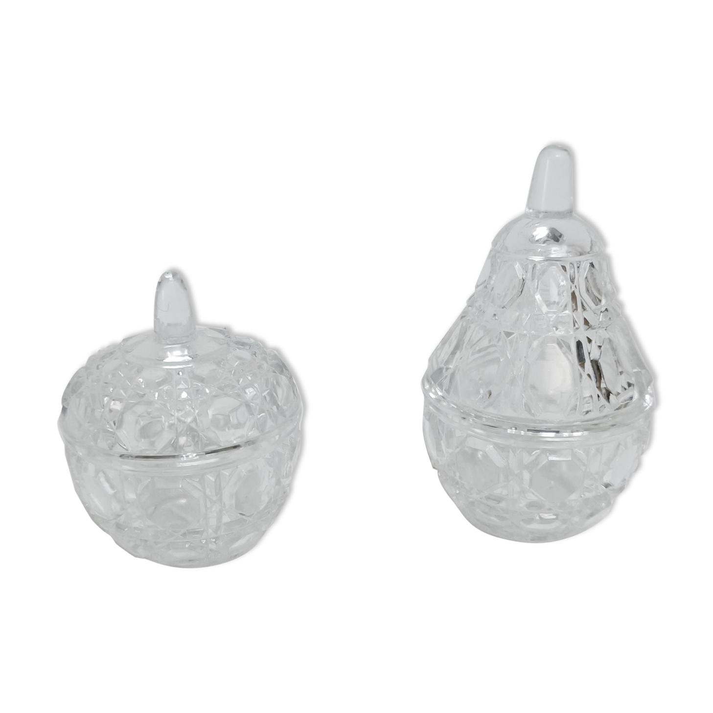 Set of 2 pear and apple candy boxes in anna Hütte crystal