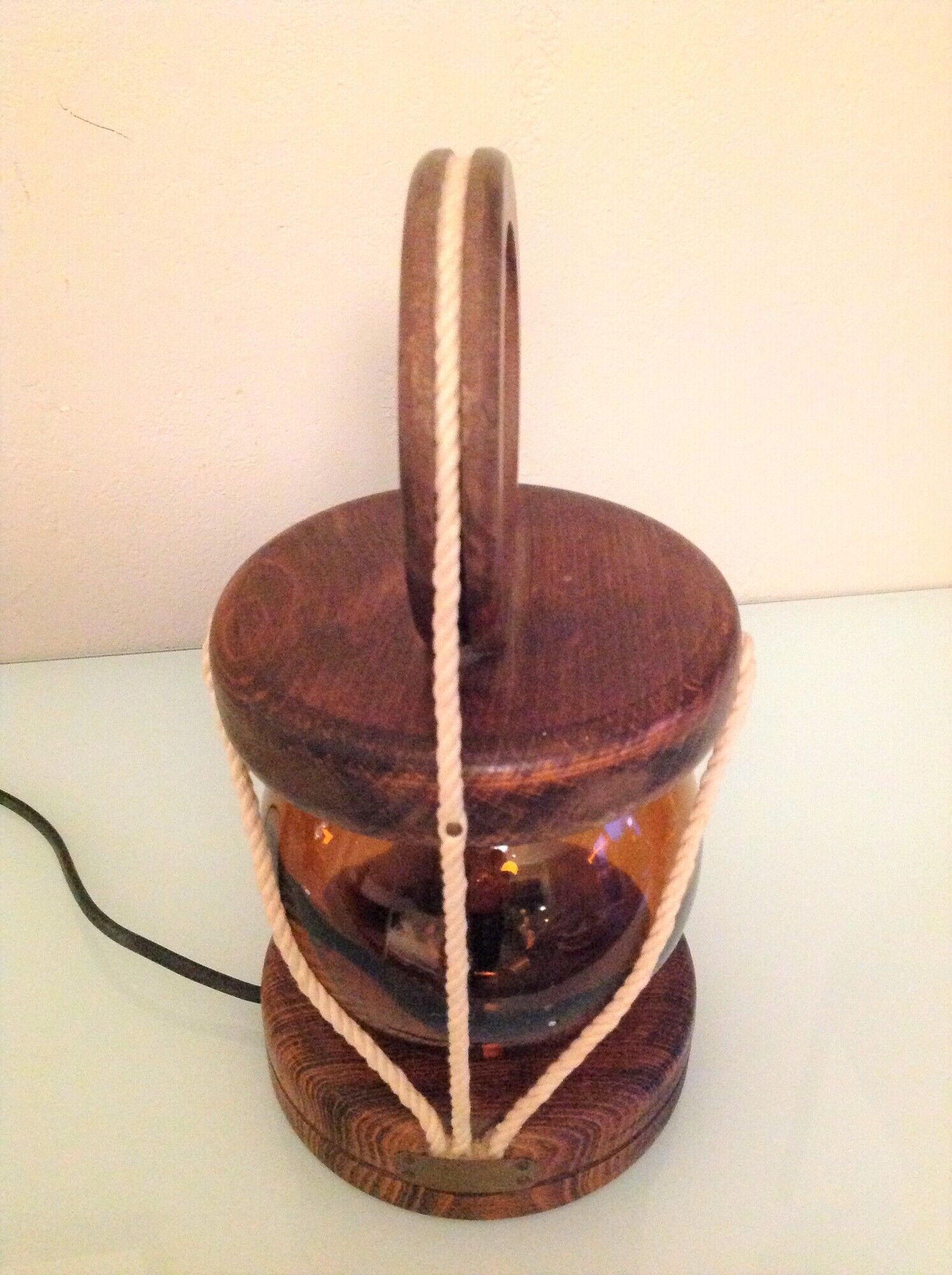 Marine lamp with amber glass globe 60/70s
