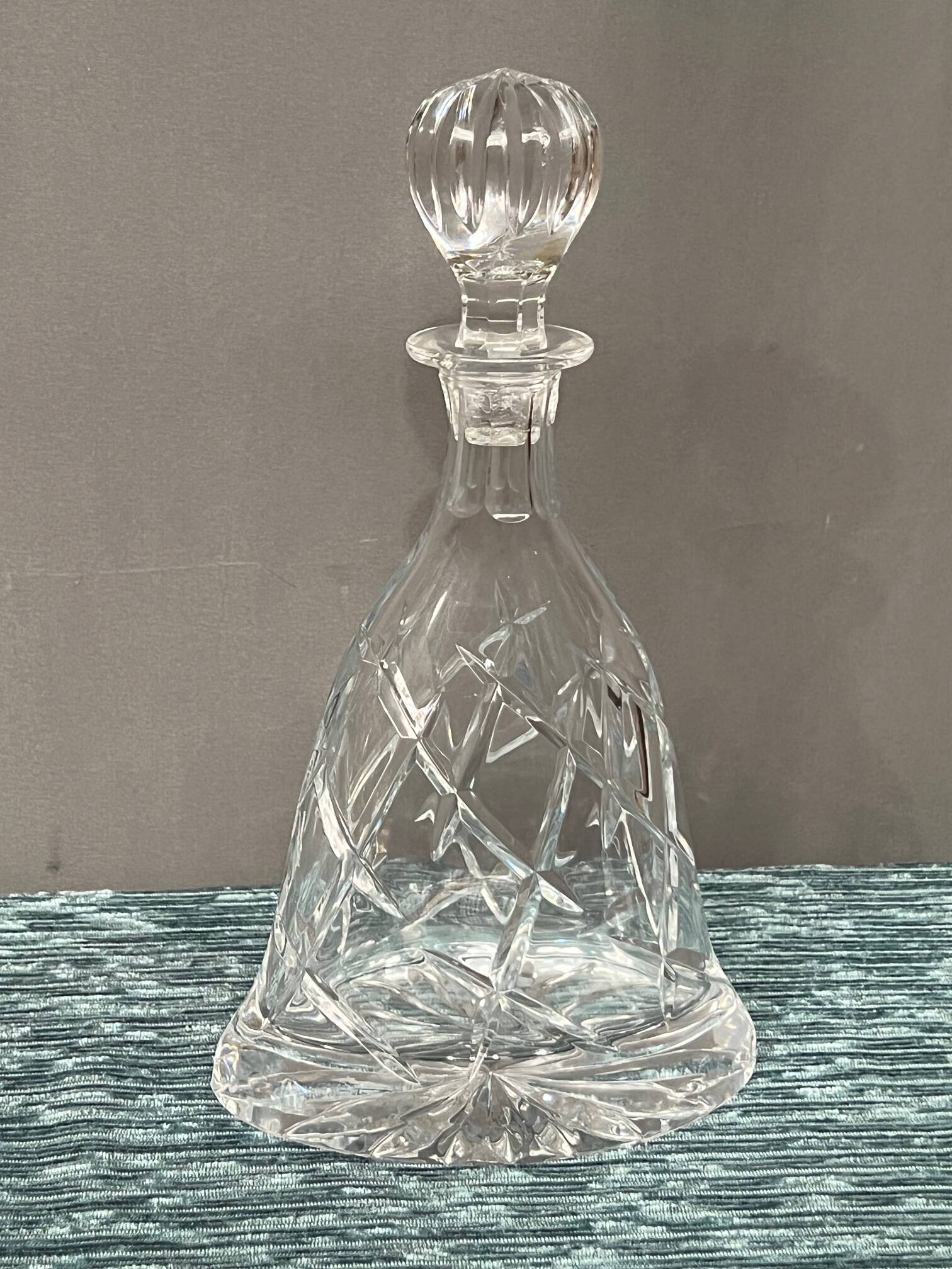 Solid crystal whiskey decanter.