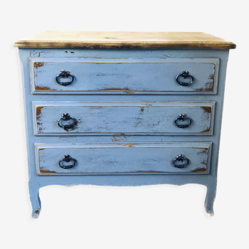Patinated blue chest of drawers