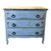 Commode bleue patinée