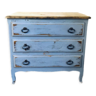 Patinated blue chest of drawers