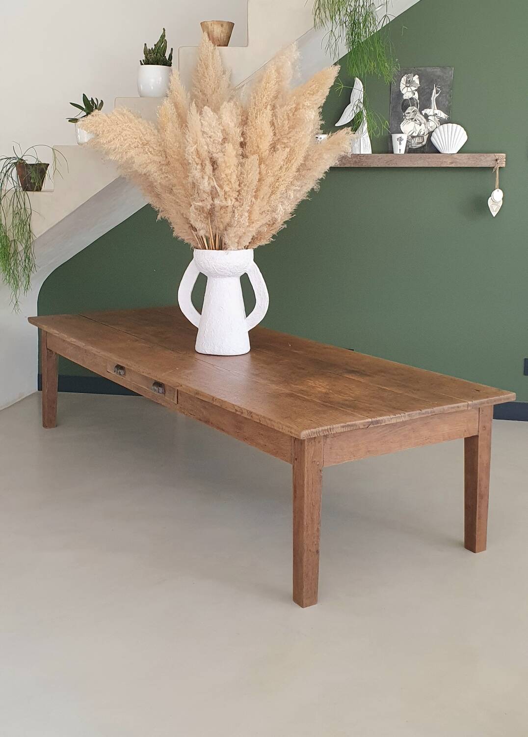 Grande table basse de ferme ancienne 220cm