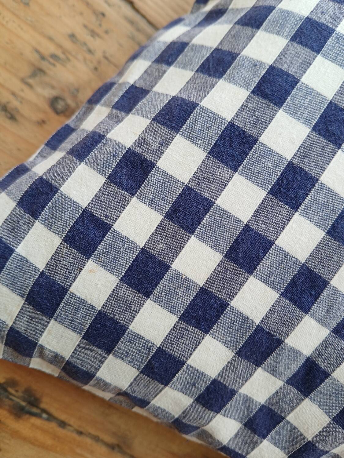 Set of 2 vintage cushions, blue gingham