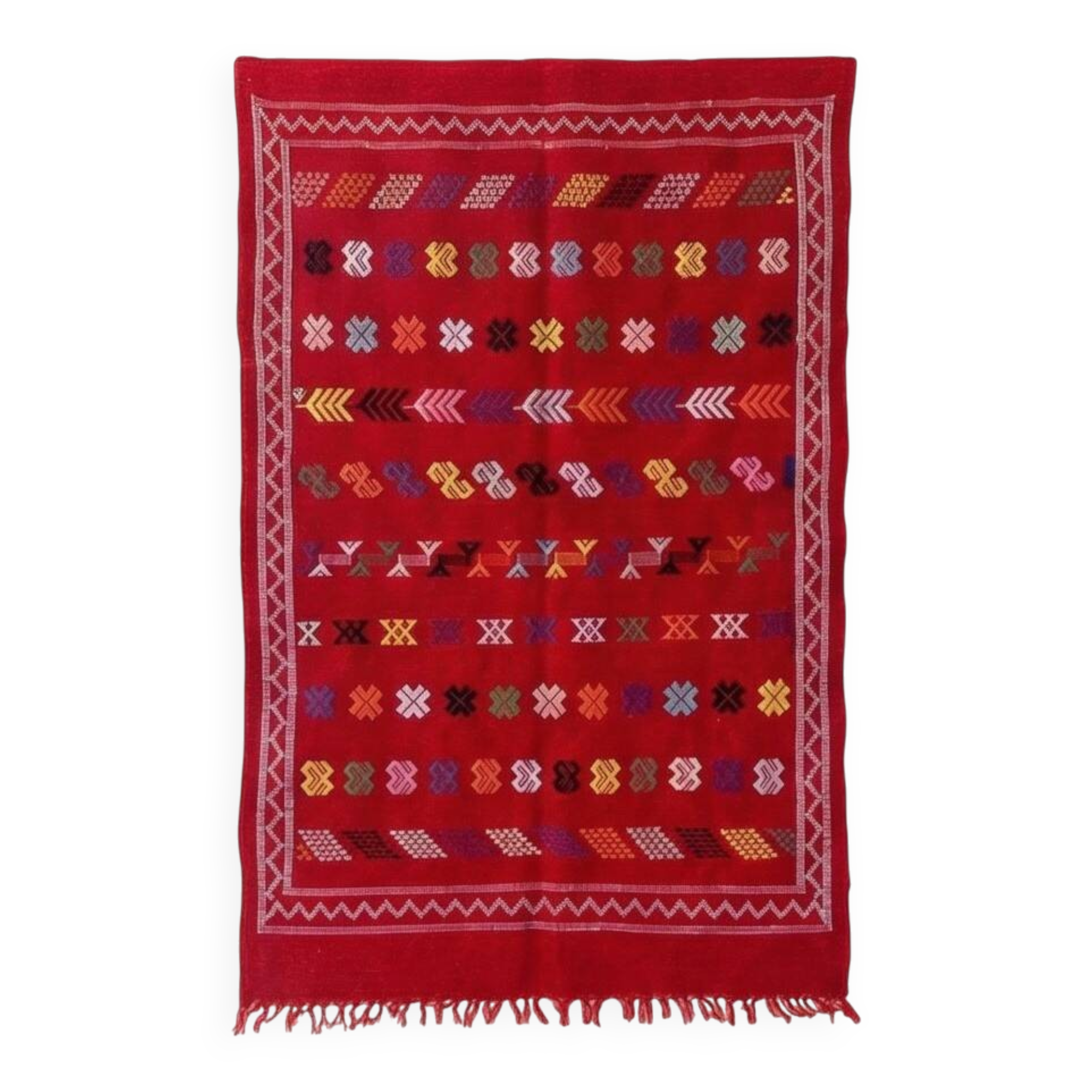 Small ethnic red Berber rug 90x140 cm