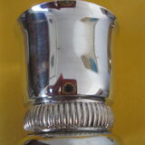 Duo of small silver metal timpani