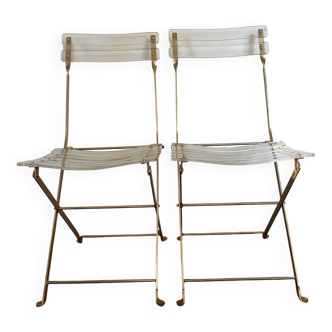 Pair of folding plexiglass chairs, the invisibles by Berthet and Lebovici.