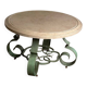 Table basse en fer forgé et marbre beige vers 1930