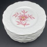 Porcelain dessert plates with pink flower patterns