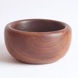 Solid teak wooden bowl and salad spoons, 1960