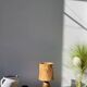 1970s brown ceramic lamp with foliage shade