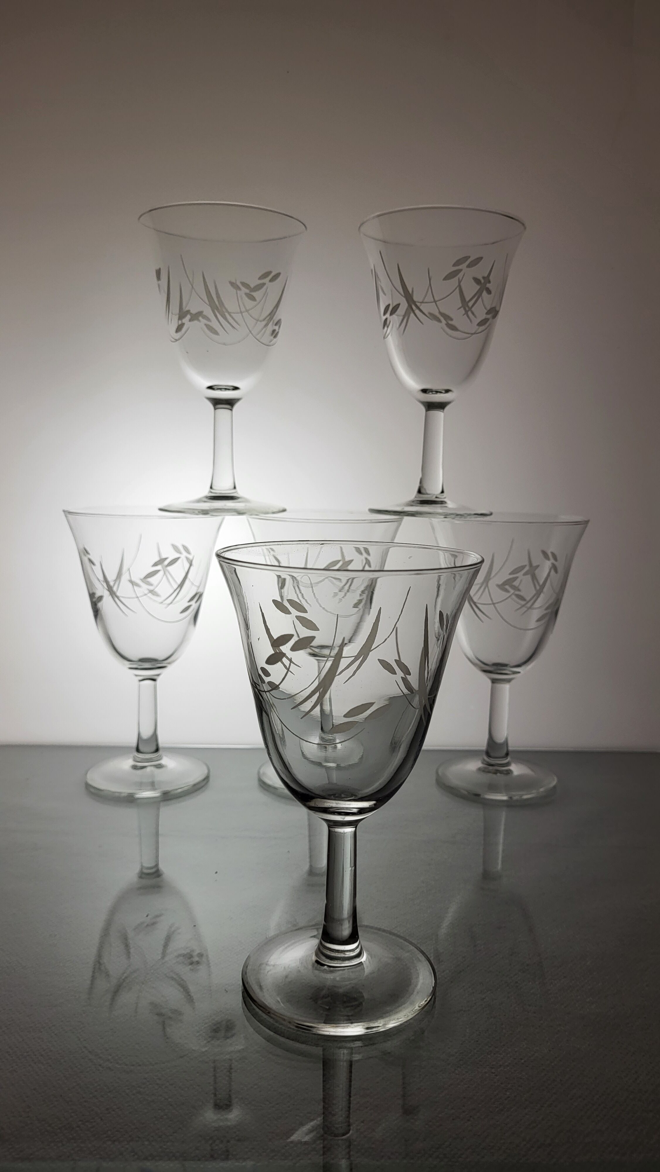 Set of 6 glasses of water / wine 60s