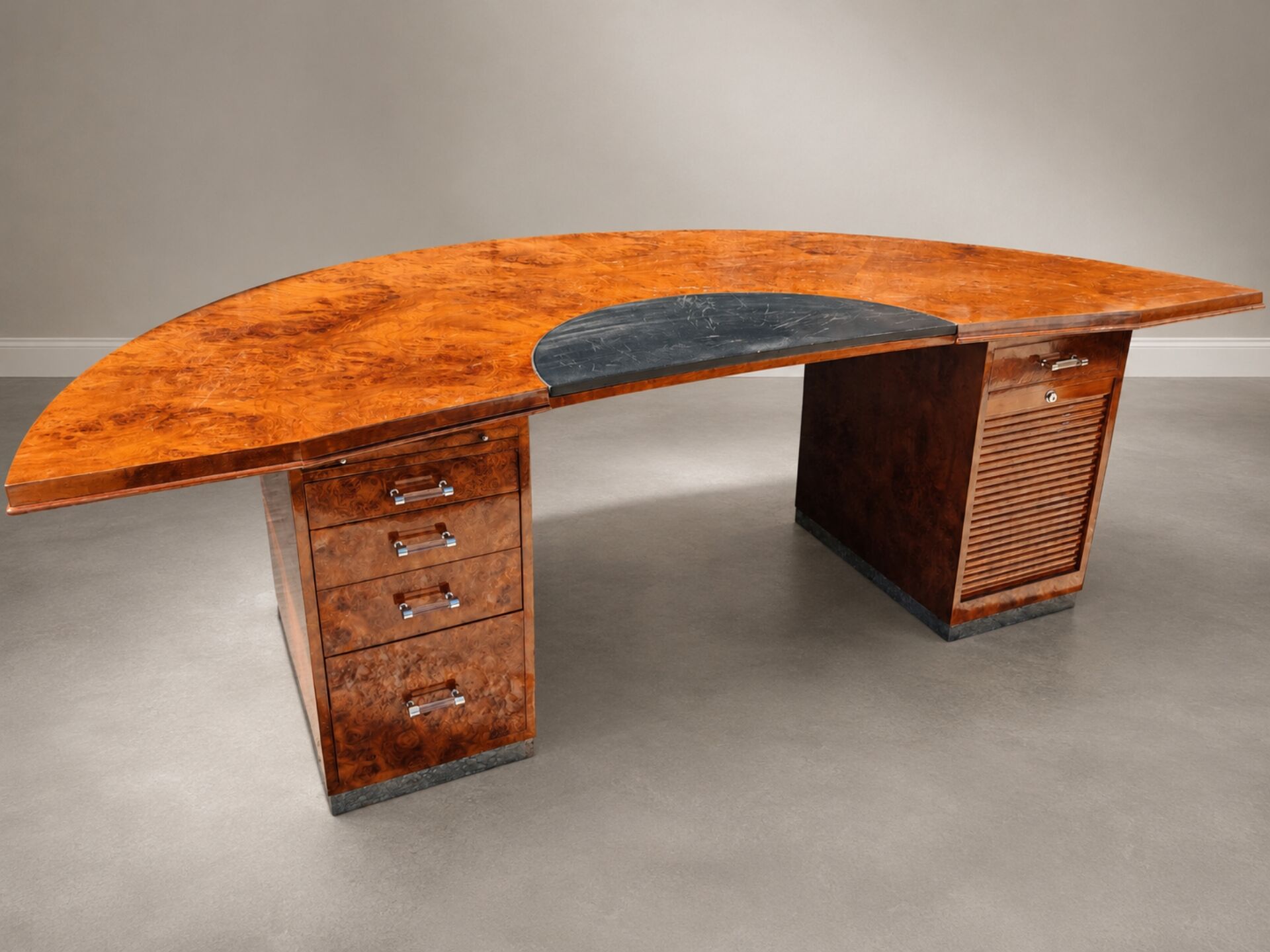 Vintage executive desk in burl wood – 1970s