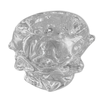 Bubbled crystal vase signed Schneider