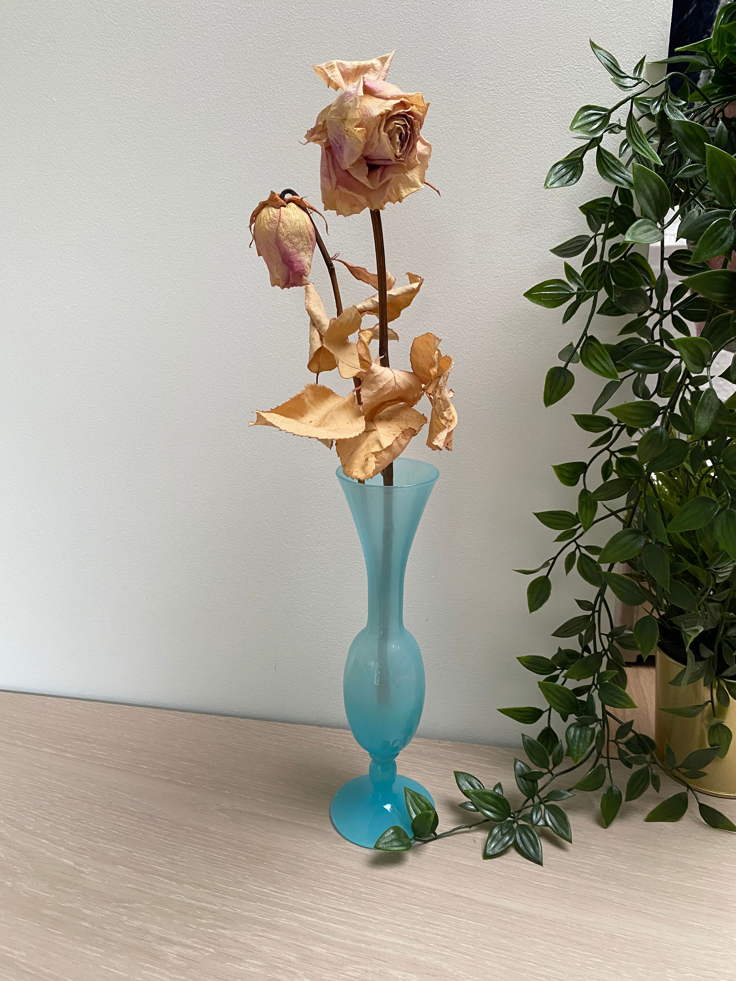 Blue opaline glass soliflore vase