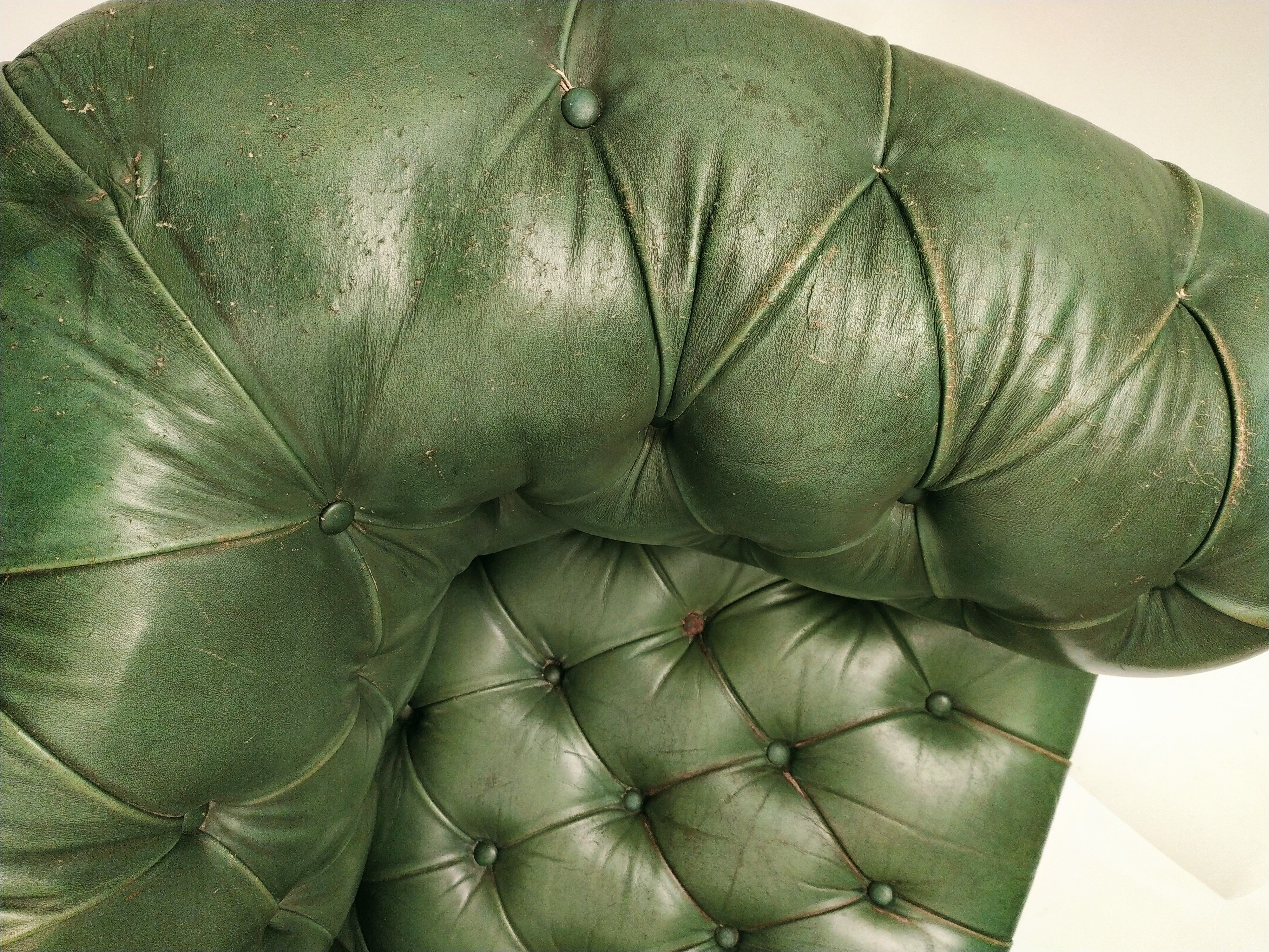 Former chesterfield green leather chair