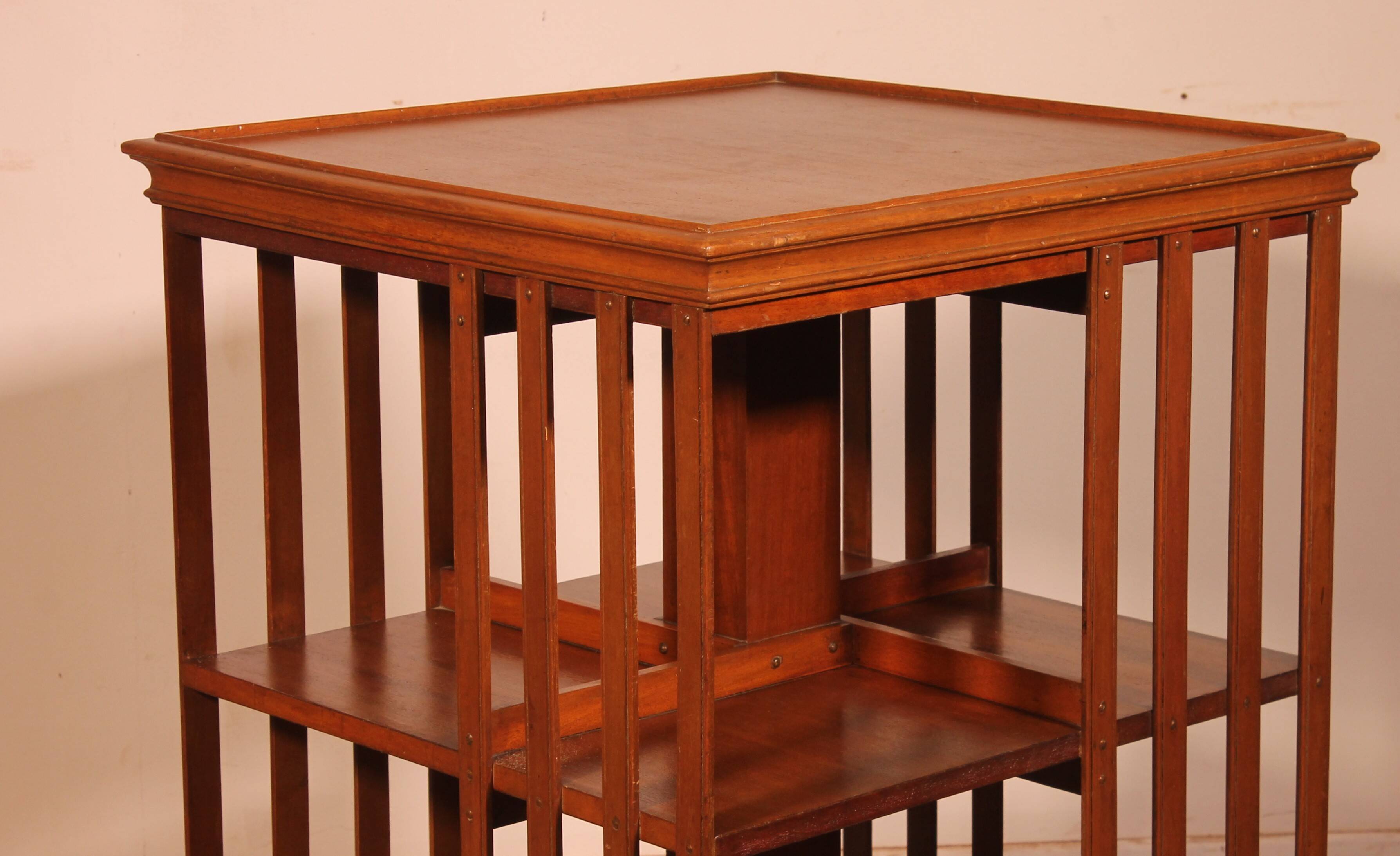 Rotating library in blonde mahogany