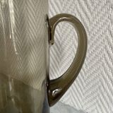 Vintage seventies smoked transparent glass carafe pitcher
