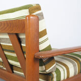 Danish design teak sofa with green striped cushions, 1960's