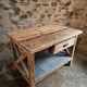 Vintage French industrial workbench – 1920s/1930s oak and pine table with drawer