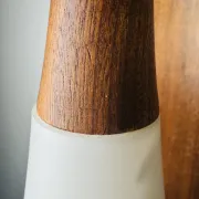 Floating Wall Lamp In Wood & Matt Opal Glass By Philips, The Netherlands, 1950S