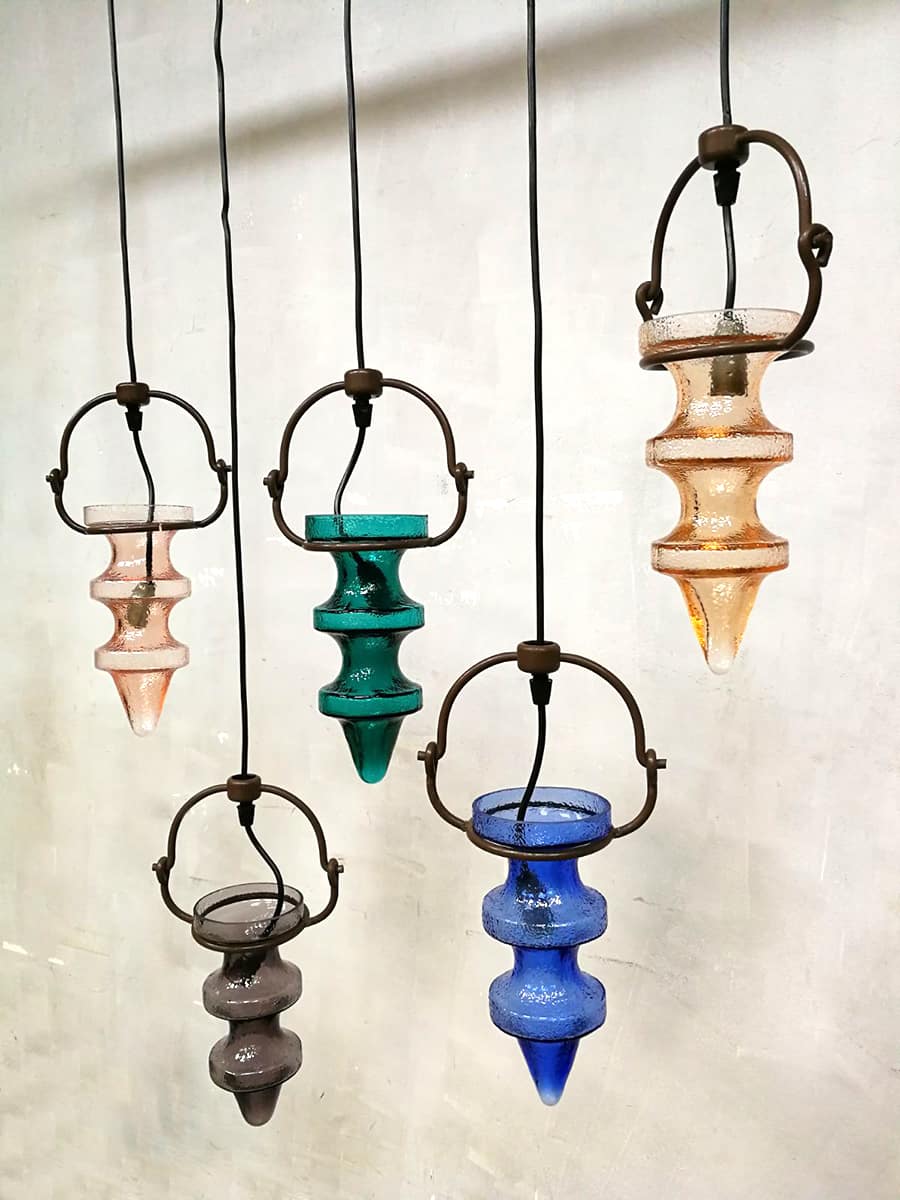 Set of 5 suspensions stalactite in stained glass vintage Nanny Still McKinney