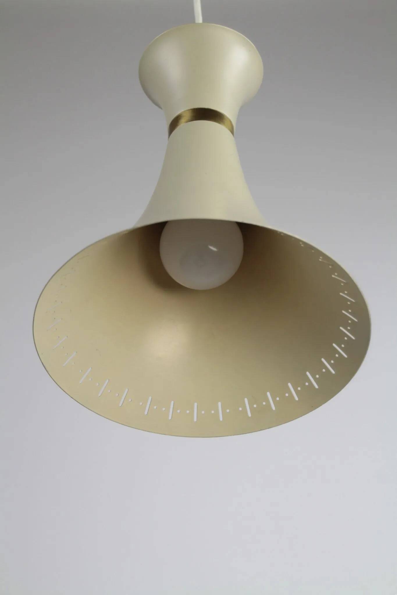Light Grey Metal Pendant Lamp – Diabolo Shape, Scandinavia, 1960s