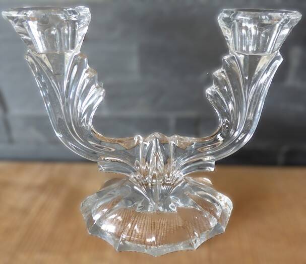 Chic two-armed candlestick chandelier in crystal glass / Excellent condition