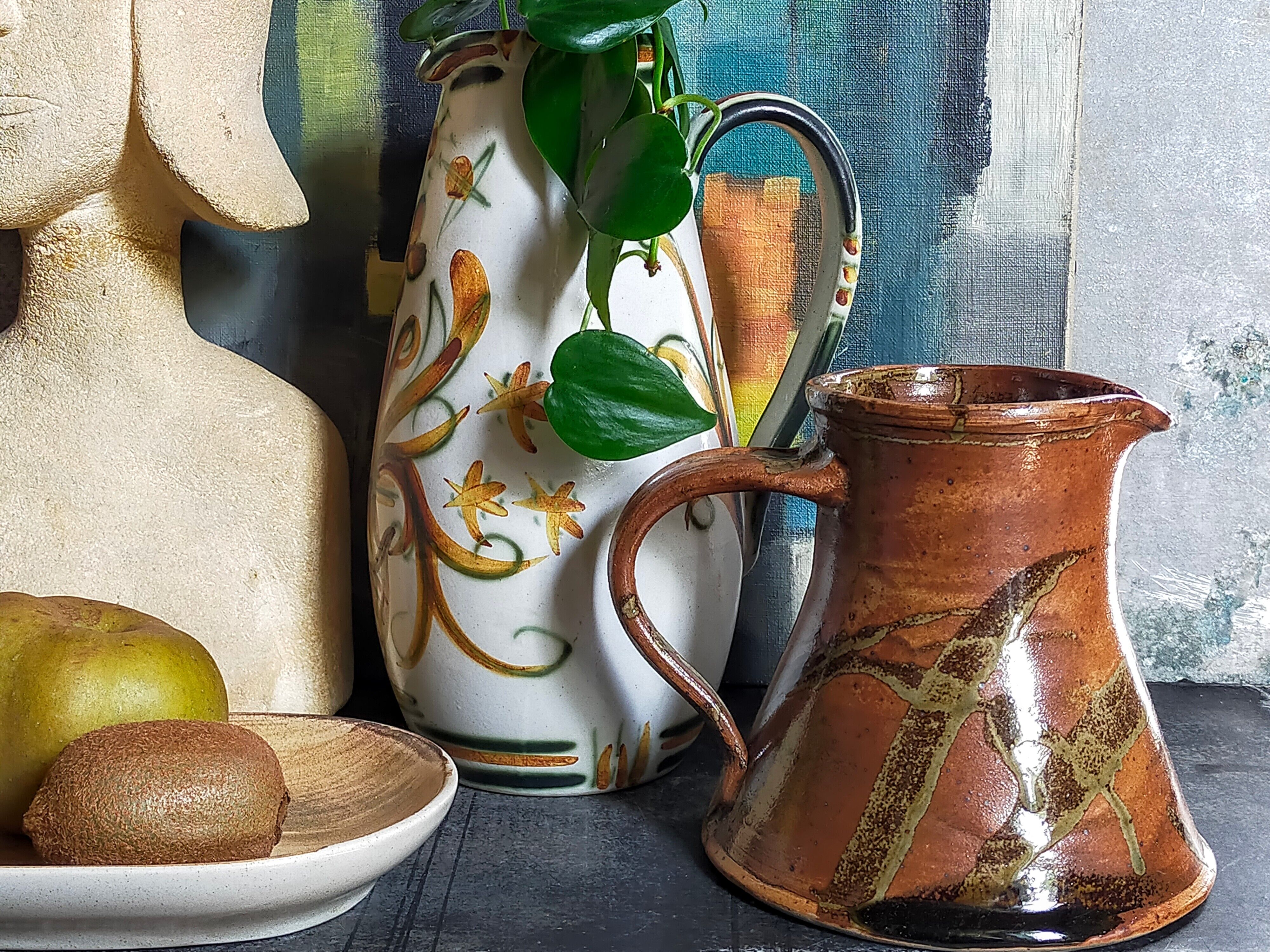 Pichet poterie de La Borne en grès émaillé art populaire