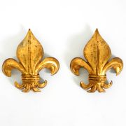 A pair of large 1970s gilt metal Fleur-de-Lis wall lamps by Hans Kögl