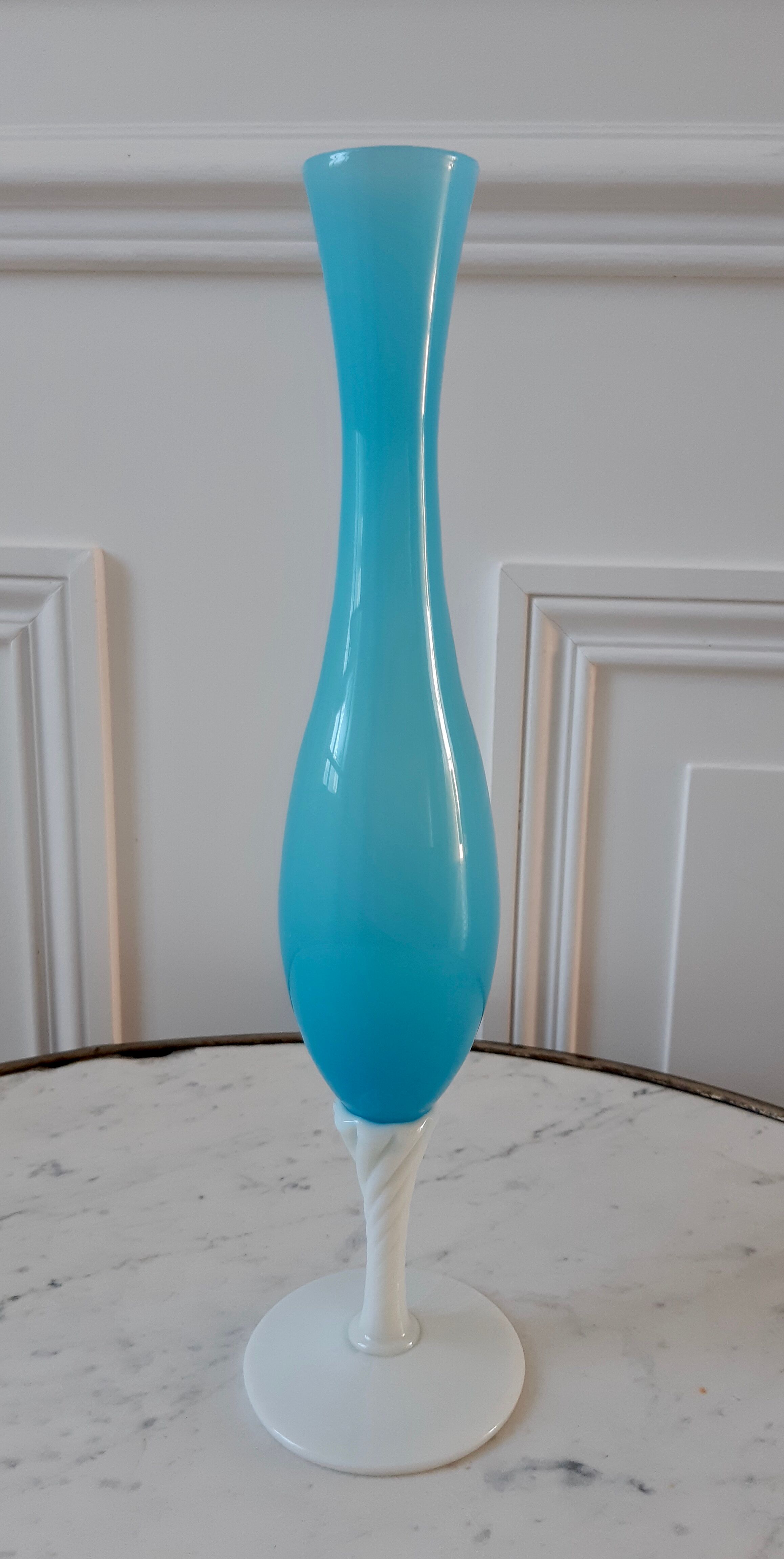 Sky blue opaline vase in the 1960s