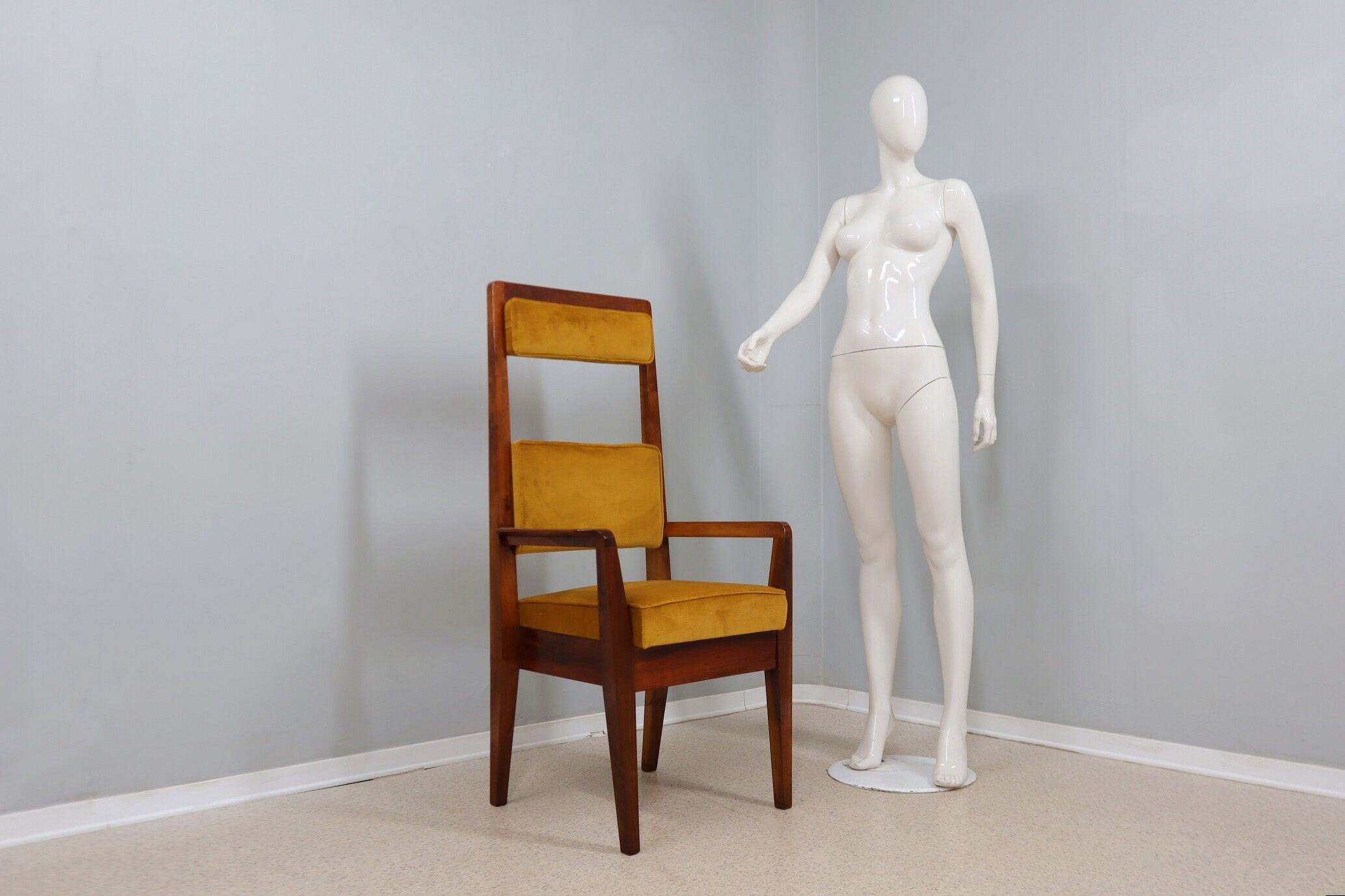 Mid century high back chair Italy 1950