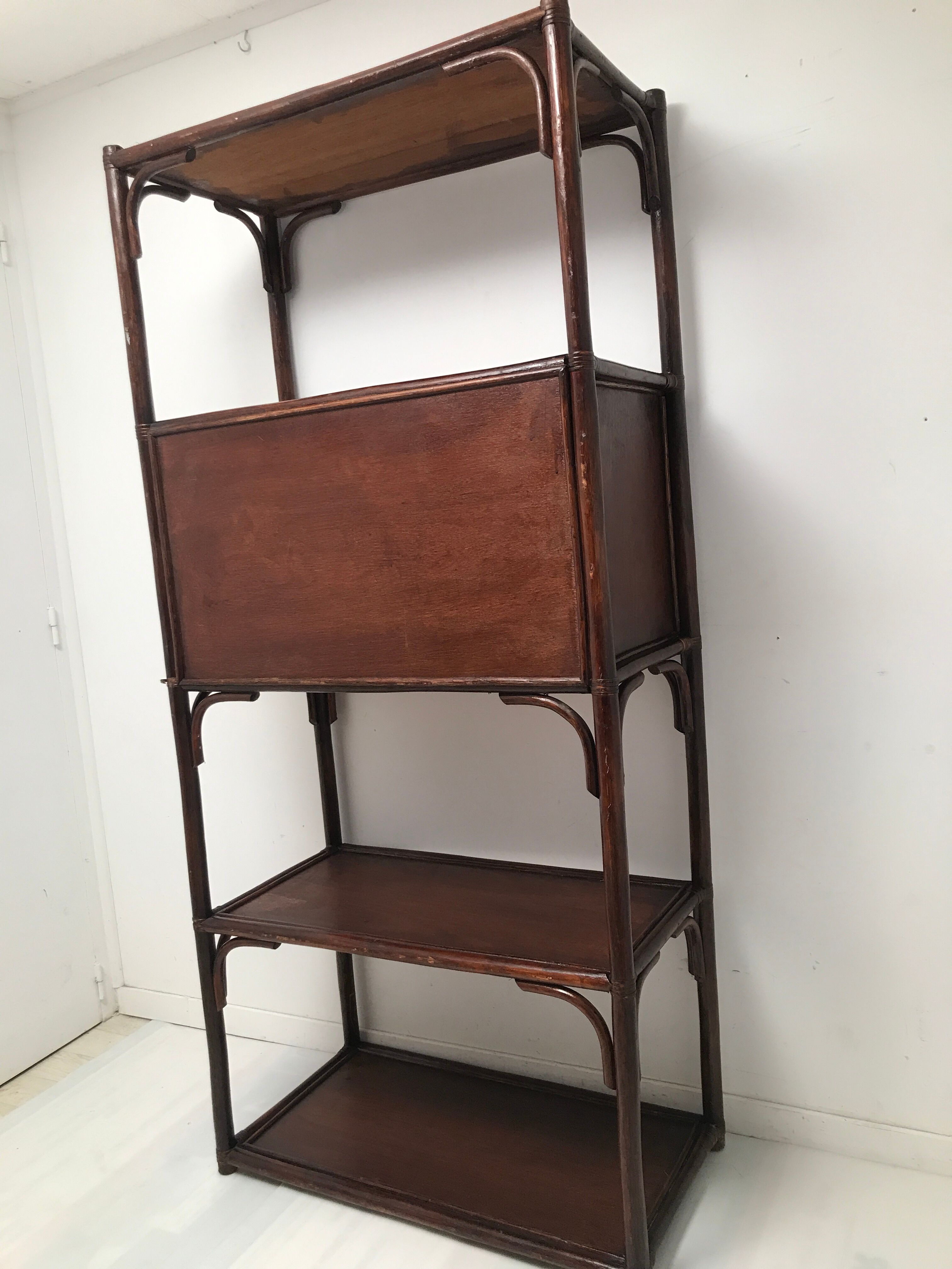Library Vintage bamboo shelf colonial style
