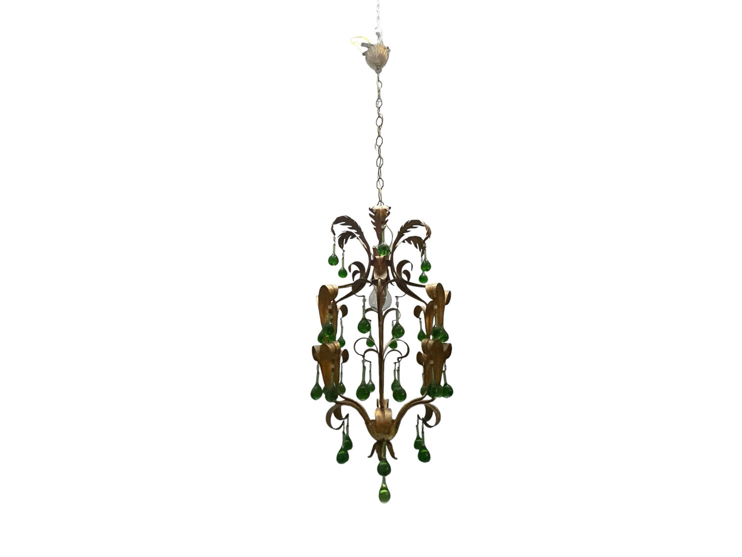 Lustre en verre de Murano Tole vert des années 1960