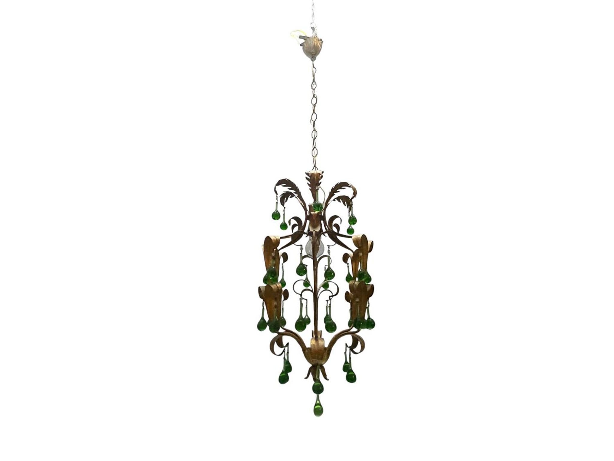 Lustre en verre de Murano Tole vert des années 1960