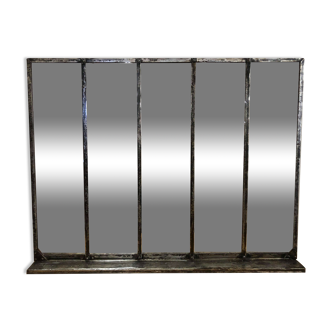 Miroir avec console en acier patiné 100x133cm