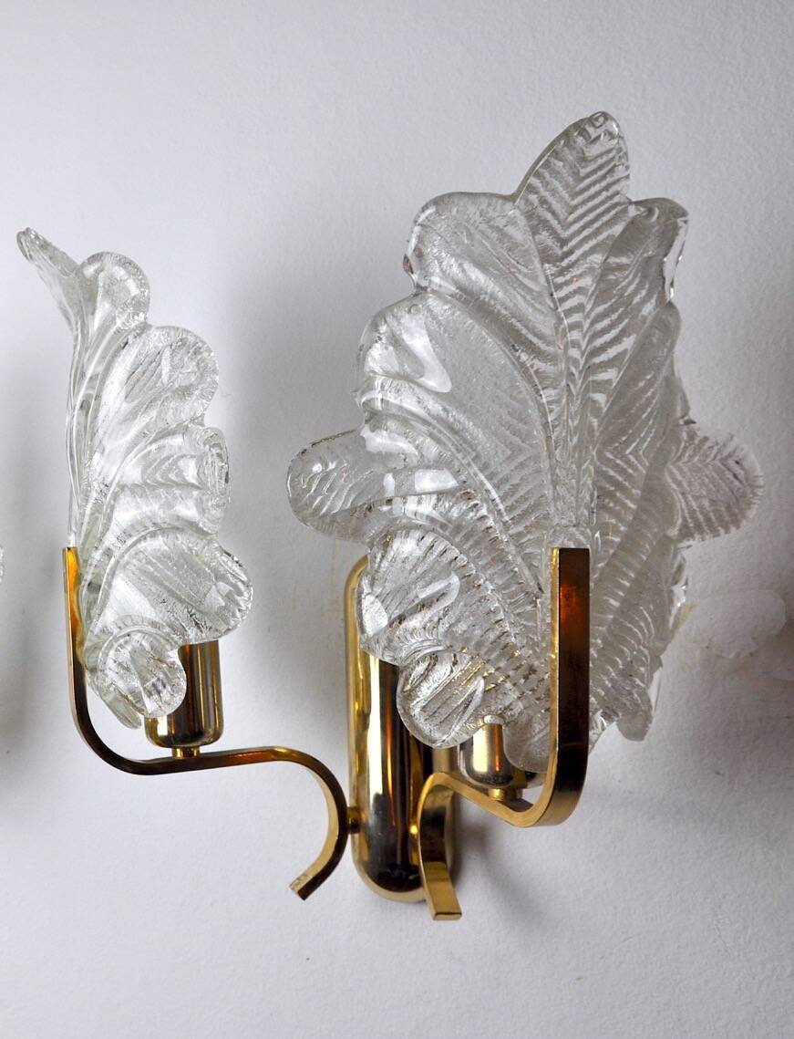 “Leaves” wall lamp by Carl Fagerlund, Murano glass, Germany, 1970