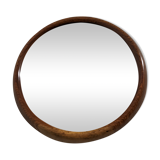 Scandinavian round teak mirror from the 60s/70s