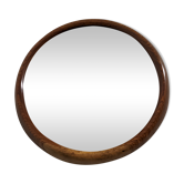 Scandinavian round teak mirror from the 60s/70s
