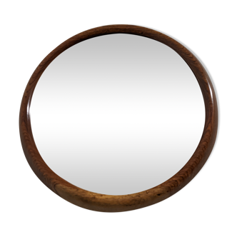 Scandinavian round teak mirror from the 60s/70s