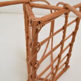 Vintage rattan and bamboo magazine holder,czechoslovakia,1970's.