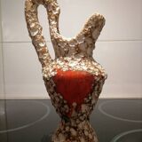 White and orange Vallauris pitcher vase